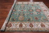 Green Persian Tabriz Handmade Wool Rug - 9' 1" X 12' 1"