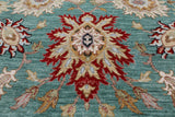 Green Persian Tabriz Handmade Wool Rug - 9' 1" X 12' 1"