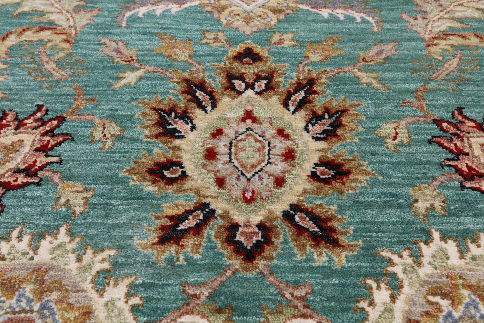 Green Persian Tabriz Handmade Wool Rug - 8' 0" X 10' 2"