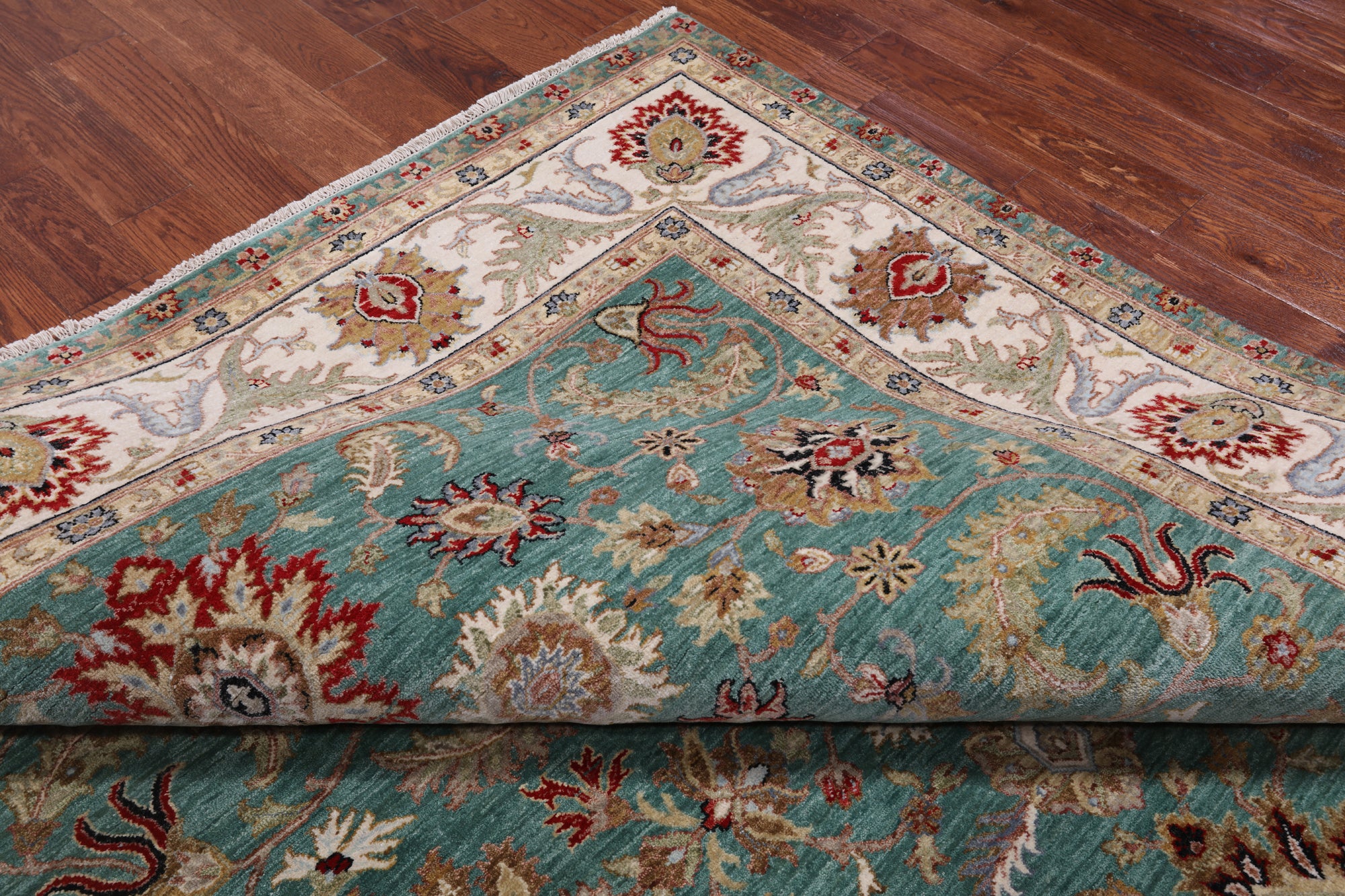 Green Persian Tabriz Handmade Wool Rug - 8' 0" X 10' 2"