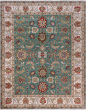 Green Persian Tabriz Handmade Wool Rug - 8' 0" X 10' 2"