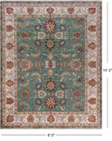 Green Persian Tabriz Handmade Wool Rug - 8' 0" X 10' 2"