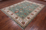 Green Persian Tabriz Handmade Wool Rug - 8' 0" X 10' 2"
