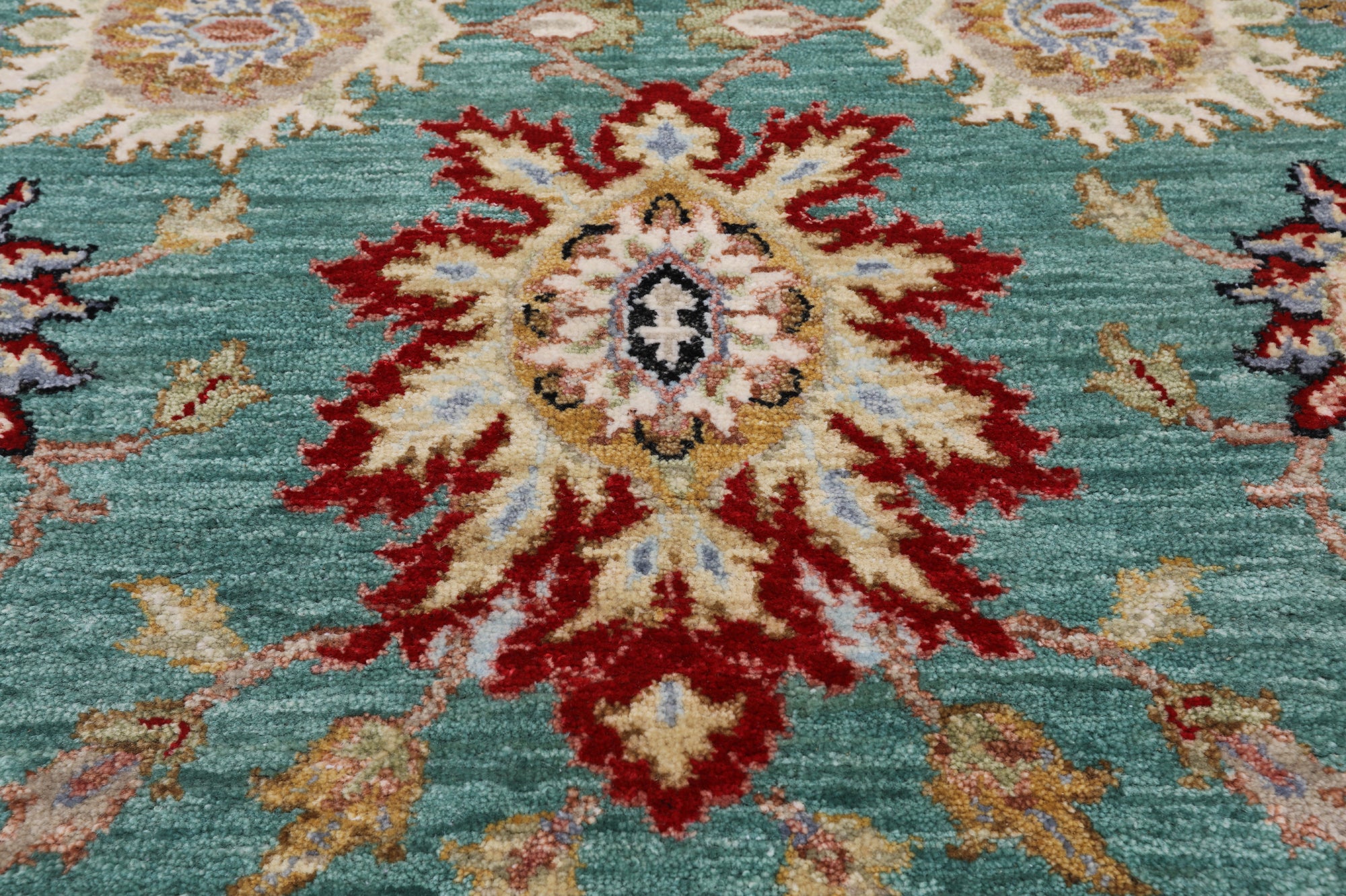 Green Persian Tabriz Handmade Wool Rug - 8' 0" X 10' 2"