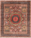 Brown Geometric Persian Mamluk Hand Knotted Wool Rug - 8' 2" X 10' 1"