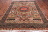 Brown Geometric Persian Mamluk Hand Knotted Wool Rug - 8' 2" X 10' 1"