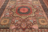 Brown Geometric Persian Mamluk Hand Knotted Wool Rug - 8' 2" X 10' 1"
