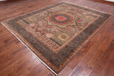 Brown Geometric Persian Mamluk Hand Knotted Wool Rug - 8' 2" X 10' 1"
