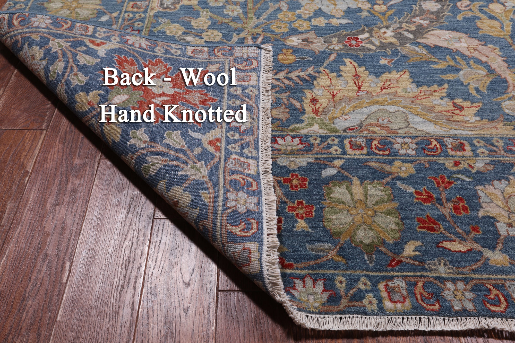 Blue Persian Sickle Leaf Hand Knotted Wool Rug - 10' 1" X 14' 1"
