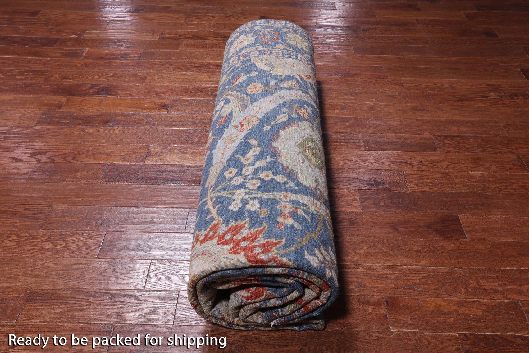 Blue Persian Sickle Leaf Hand Knotted Wool Rug - 10' 1" X 14' 1"