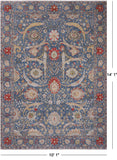 Blue Persian Sickle Leaf Hand Knotted Wool Rug - 10' 1" X 14' 1"