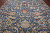 Blue Persian Sickle Leaf Hand Knotted Wool Rug - 10' 1" X 14' 1"