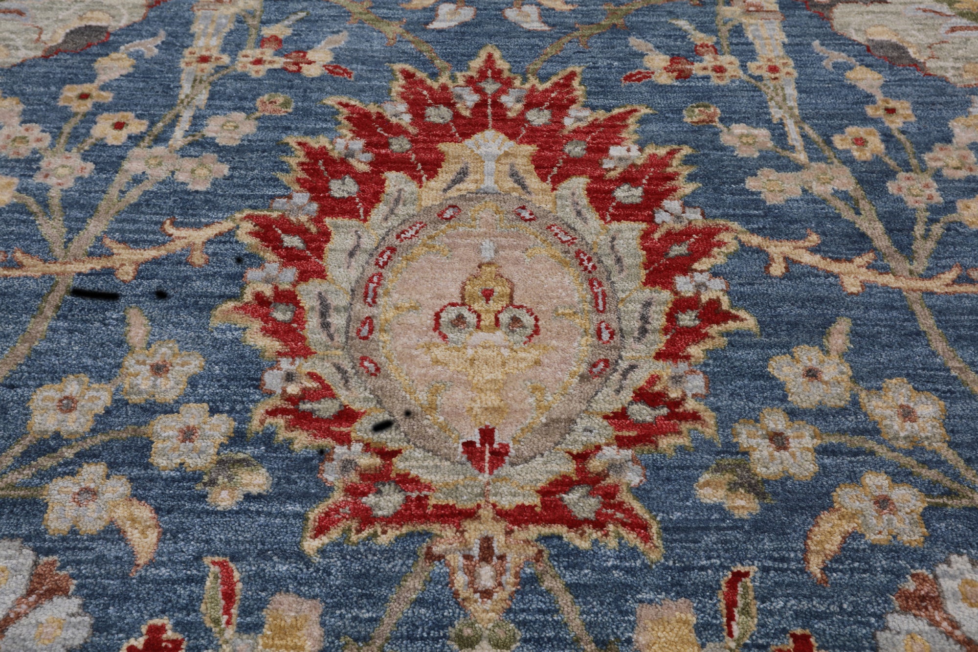 Blue Persian Sickle Leaf Hand Knotted Wool Rug - 10' 1" X 14' 1"