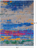 Abstract Modern Wool & Silk Handmade Rug - 9' 0" X 12' 1"