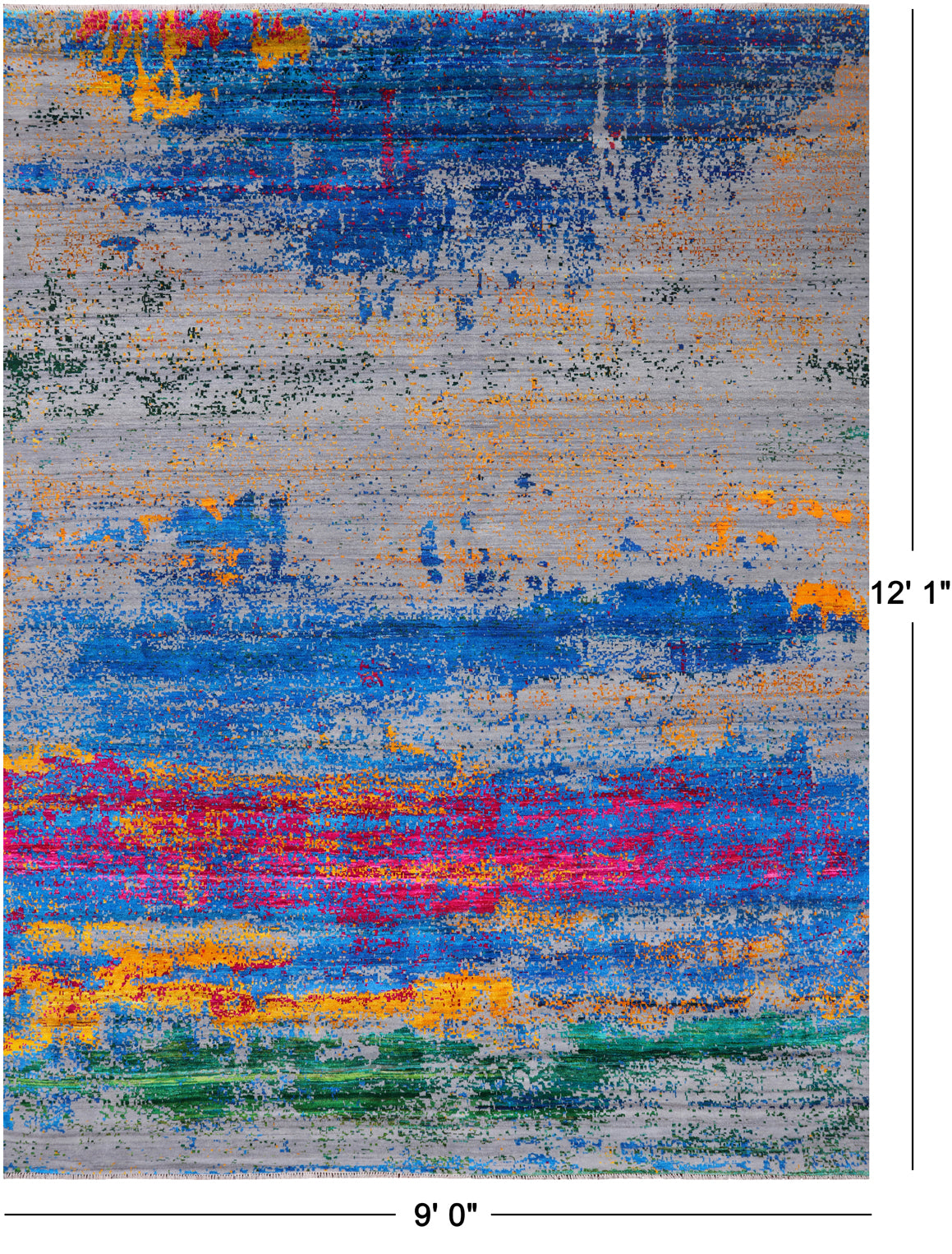Abstract Modern Wool & Silk Handmade Rug - 9' 0" X 12' 1"