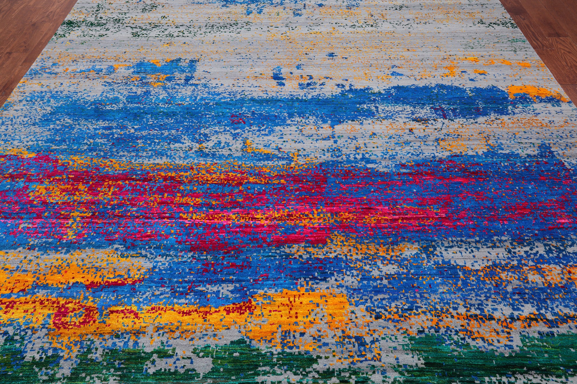 Abstract Modern Wool & Silk Handmade Rug - 9' 0" X 12' 1"