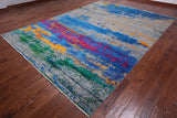 Abstract Modern Wool & Silk Handmade Rug - 9' 0" X 12' 1"