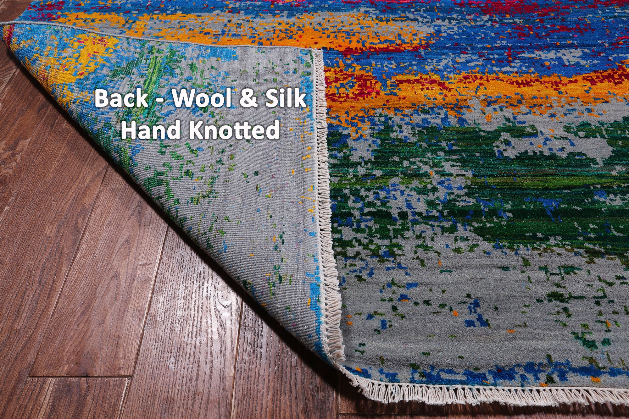 Abstract Modern Wool & Silk Handmade Rug - 9' 0" X 12' 1"