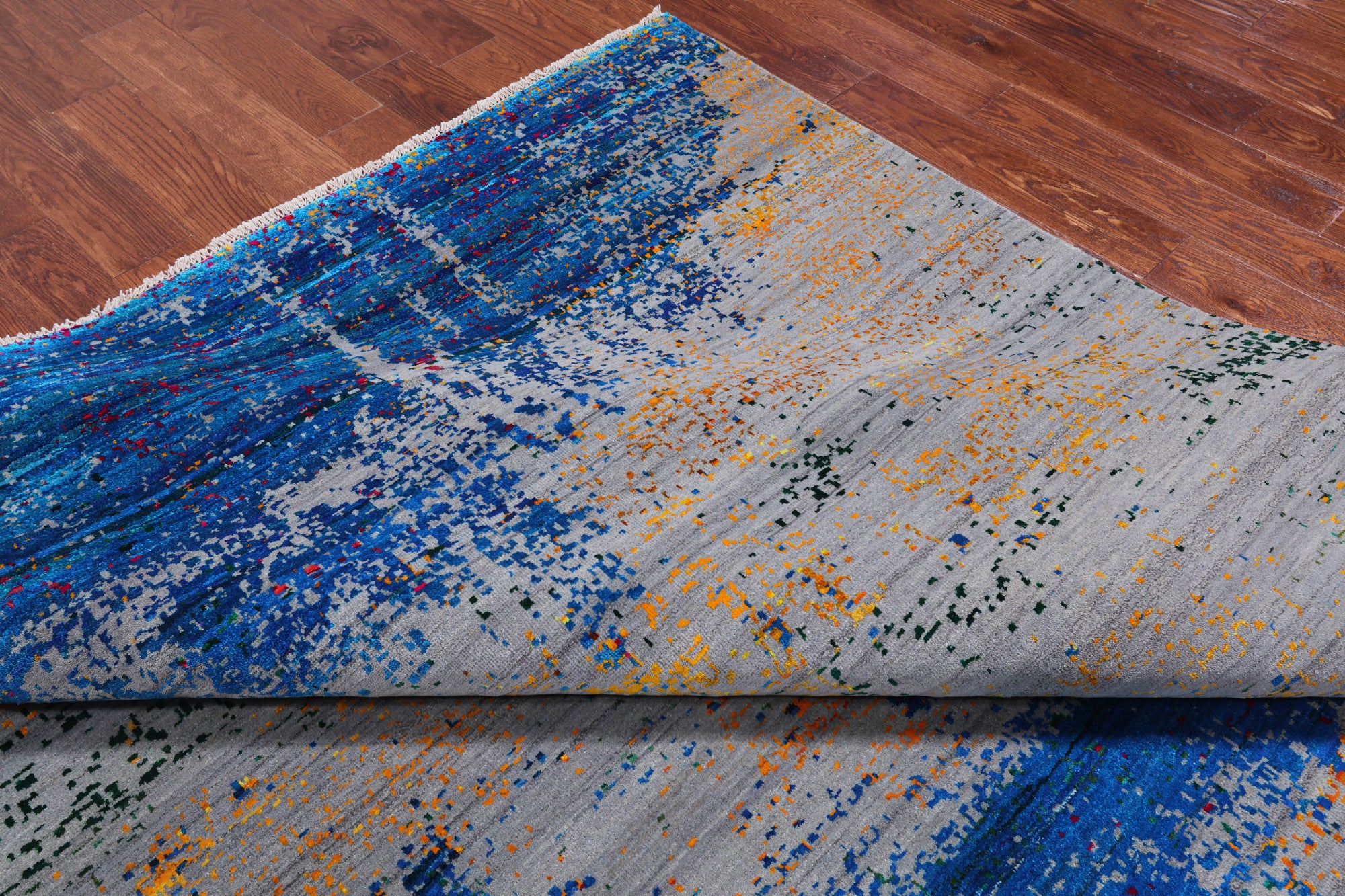 Abstract Modern Wool & Silk Handmade Rug - 9' 0" X 12' 1"