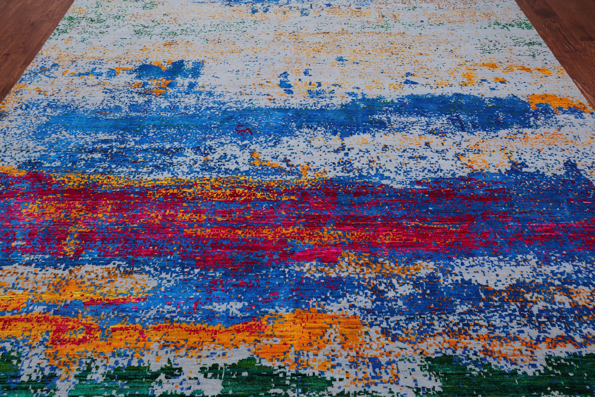Abstract Modern Wool & Silk Hand Knotted Rug - 8' 10" X 12' 0"