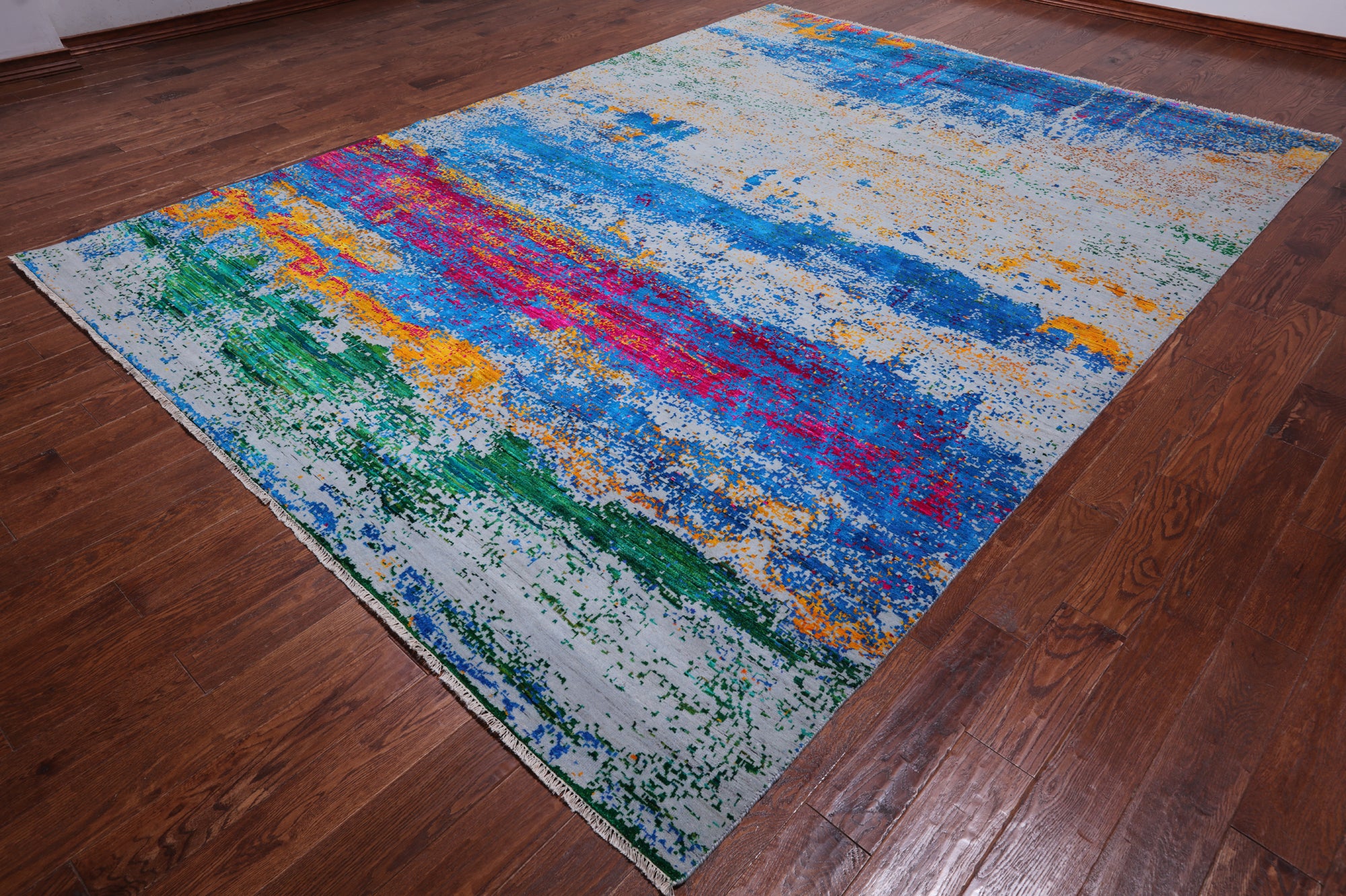 Abstract Modern Wool & Silk Hand Knotted Rug - 8' 10" X 12' 0"