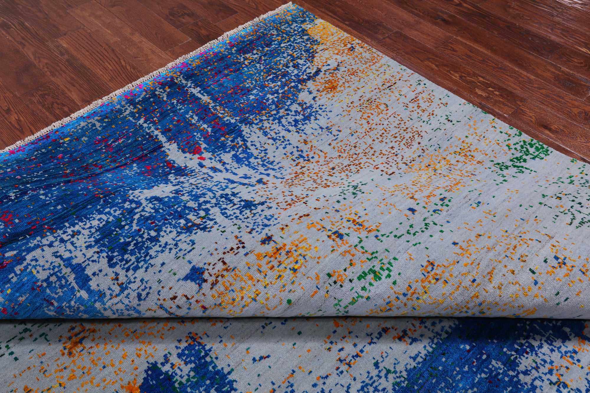Abstract Modern Wool & Silk Hand Knotted Rug - 8' 10" X 12' 0"