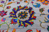 Grey Persian Tabriz Hand Knotted Wool & Silk Rug - 9' 0" X 12' 0"