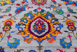 Grey Persian Tabriz Hand Knotted Wool & Silk Rug - 9' 0" X 12' 0"