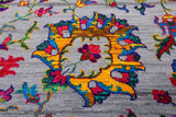 Grey Persian Tabriz Hand Knotted Wool & Silk Rug - 9' 0" X 12' 0"