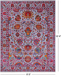 Grey Persian Tabriz Hand Knotted Wool & Silk Rug - 8' 0" X 10' 4"
