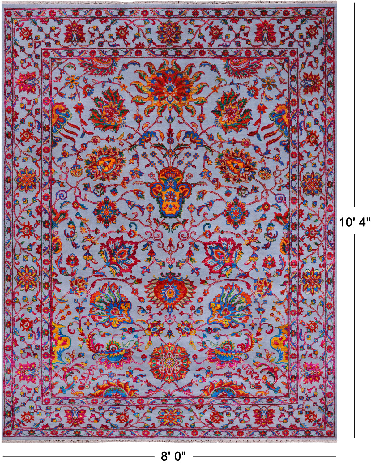 Grey Persian Tabriz Hand Knotted Wool & Silk Rug - 8' 0" X 10' 4"