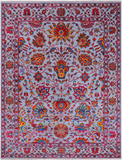 Grey Persian Tabriz Hand Knotted Wool & Silk Rug - 8' 0" X 10' 4"
