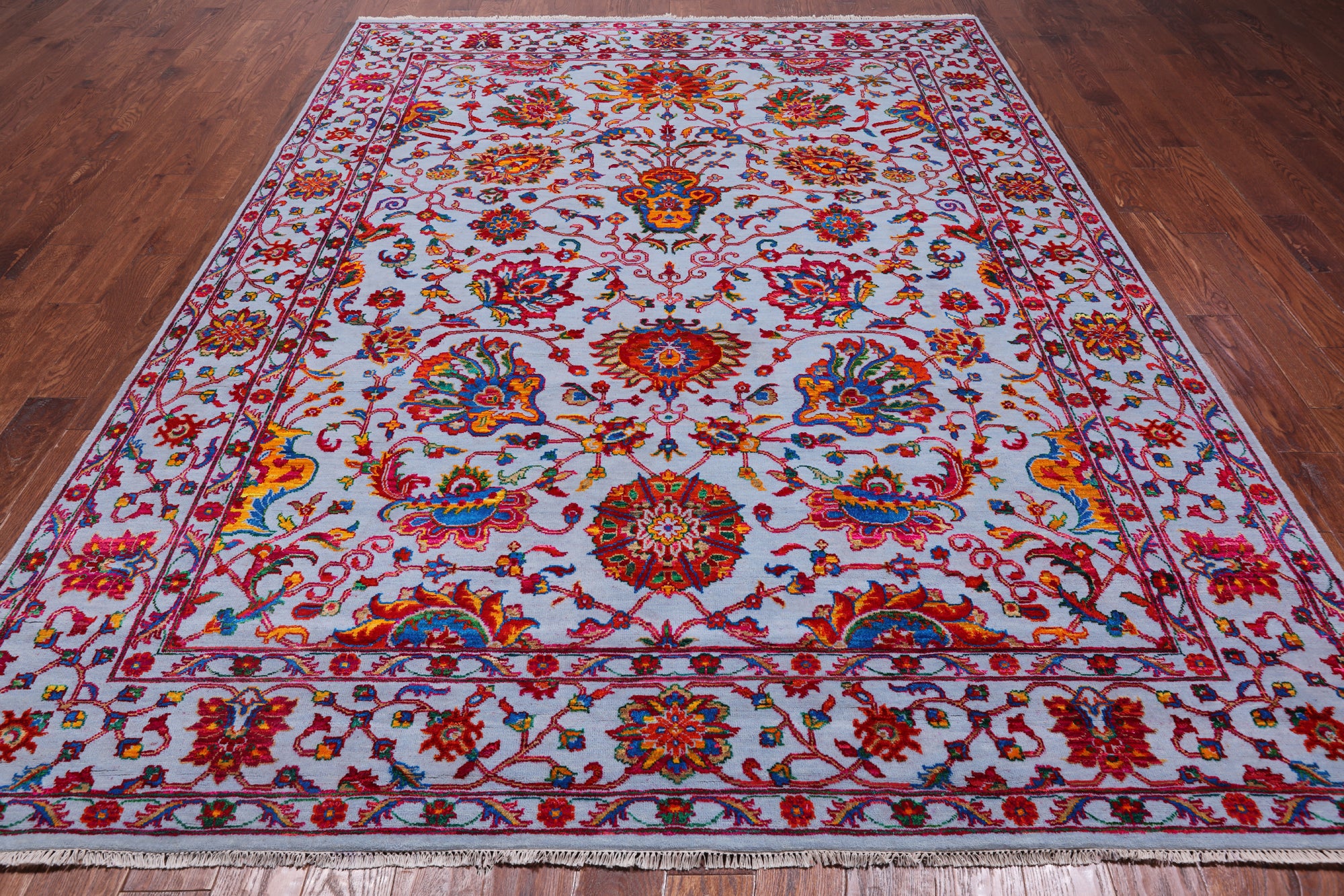 Grey Persian Tabriz Hand Knotted Wool & Silk Rug - 8' 0" X 10' 4"