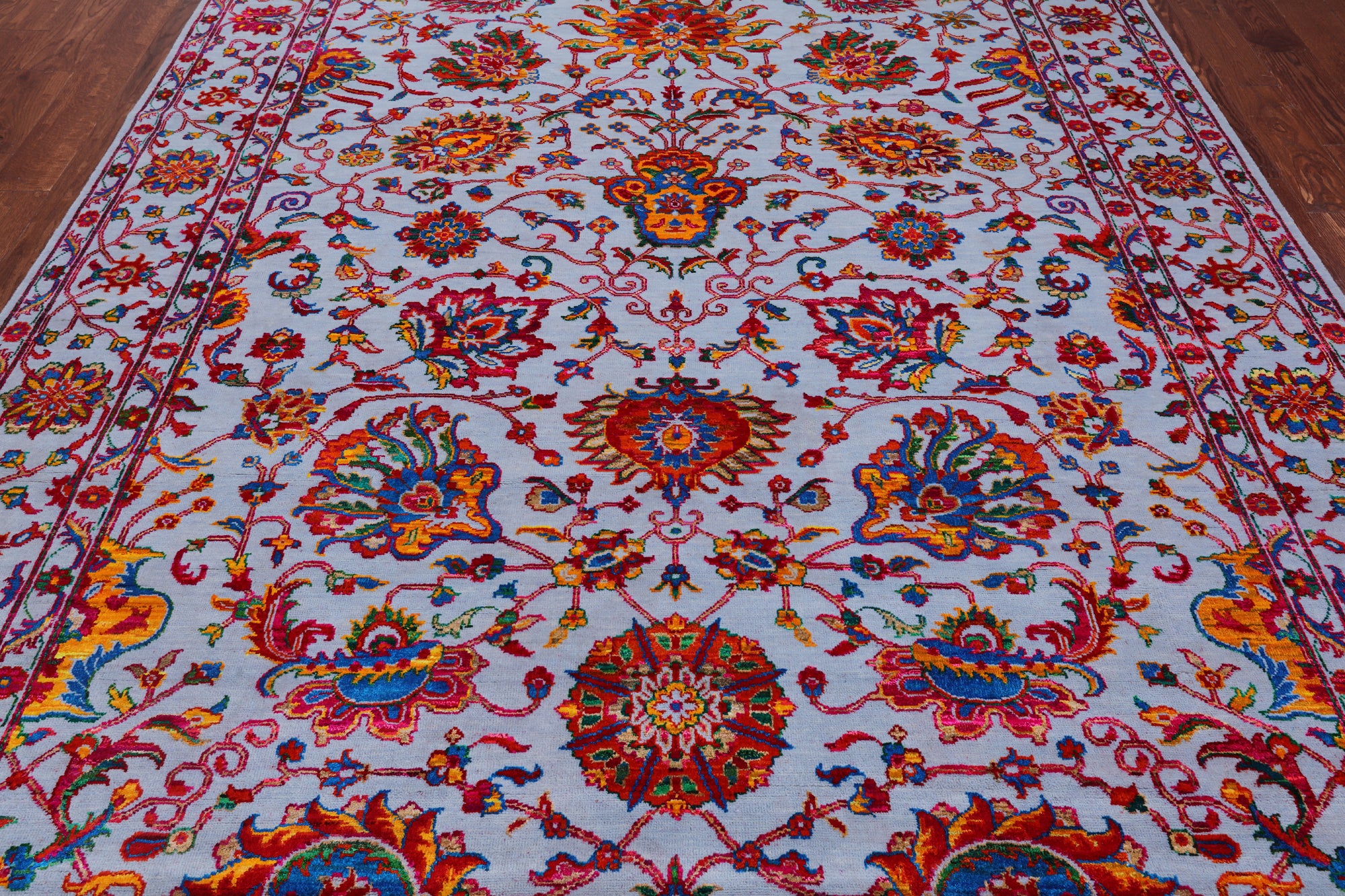 Grey Persian Tabriz Hand Knotted Wool & Silk Rug - 8' 0" X 10' 4"