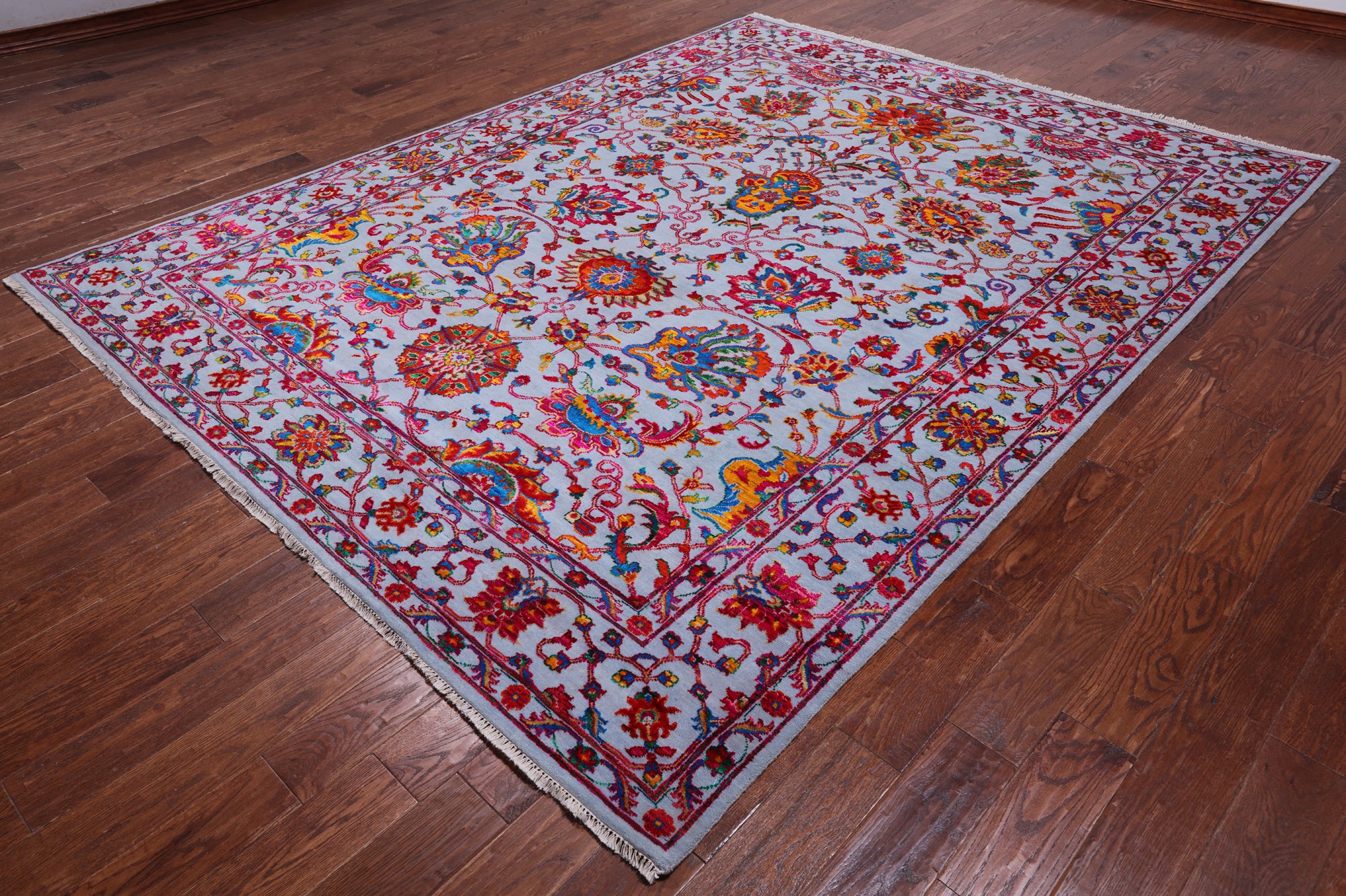Grey Persian Tabriz Hand Knotted Wool & Silk Rug - 8' 0" X 10' 4"