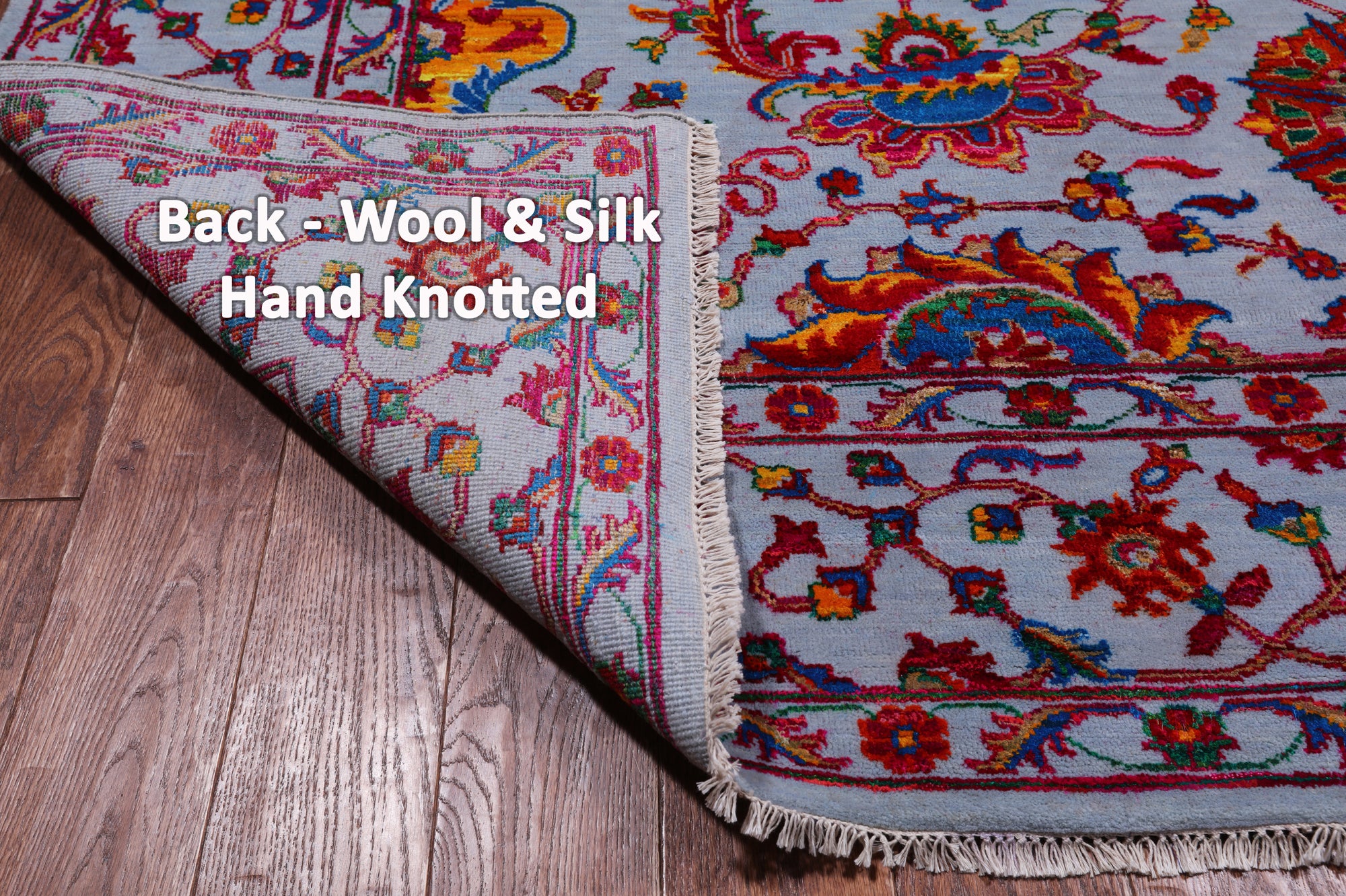 Grey Persian Tabriz Hand Knotted Wool & Silk Rug - 8' 0" X 10' 4"