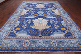 Blue Turkish Oushak Hand Knotted Wool Rug - 10' 4" X 13' 11"