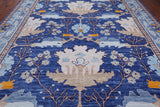 Blue Turkish Oushak Hand Knotted Wool Rug - 10' 4" X 13' 11"