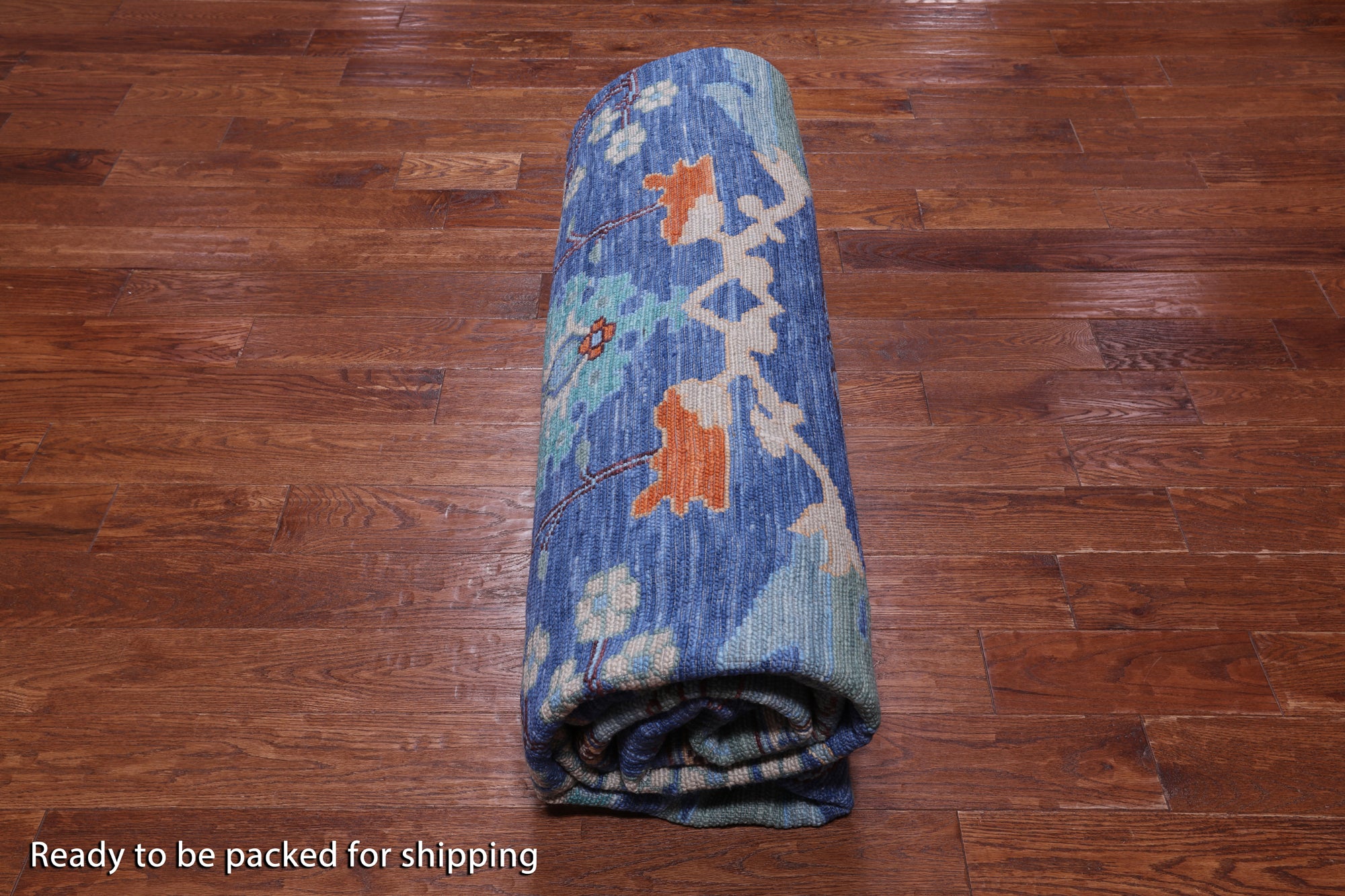Blue Square Turkish Oushak Handmade Wool Rug - 11' 1" X 11' 1"