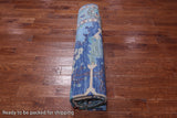 Blue Square Turkish Oushak Hand Knotted Wool Rug - 9' 1" X 9' 1"