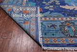 Blue Square Turkish Oushak Hand Knotted Wool Rug - 9' 1" X 9' 1"