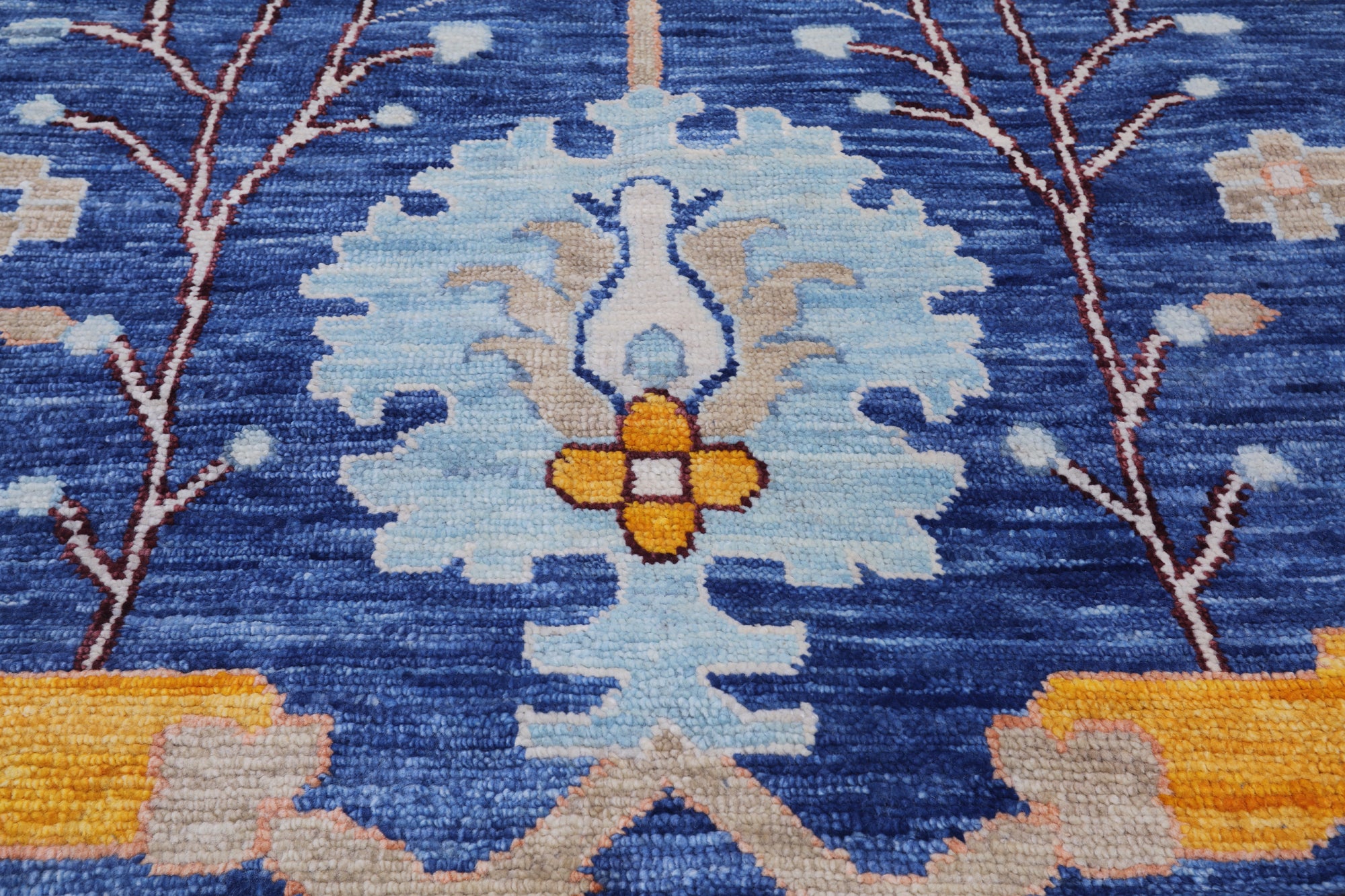 Blue Turkish Oushak Hand Knotted Wool Rug - 13' 4" X 17' 7"