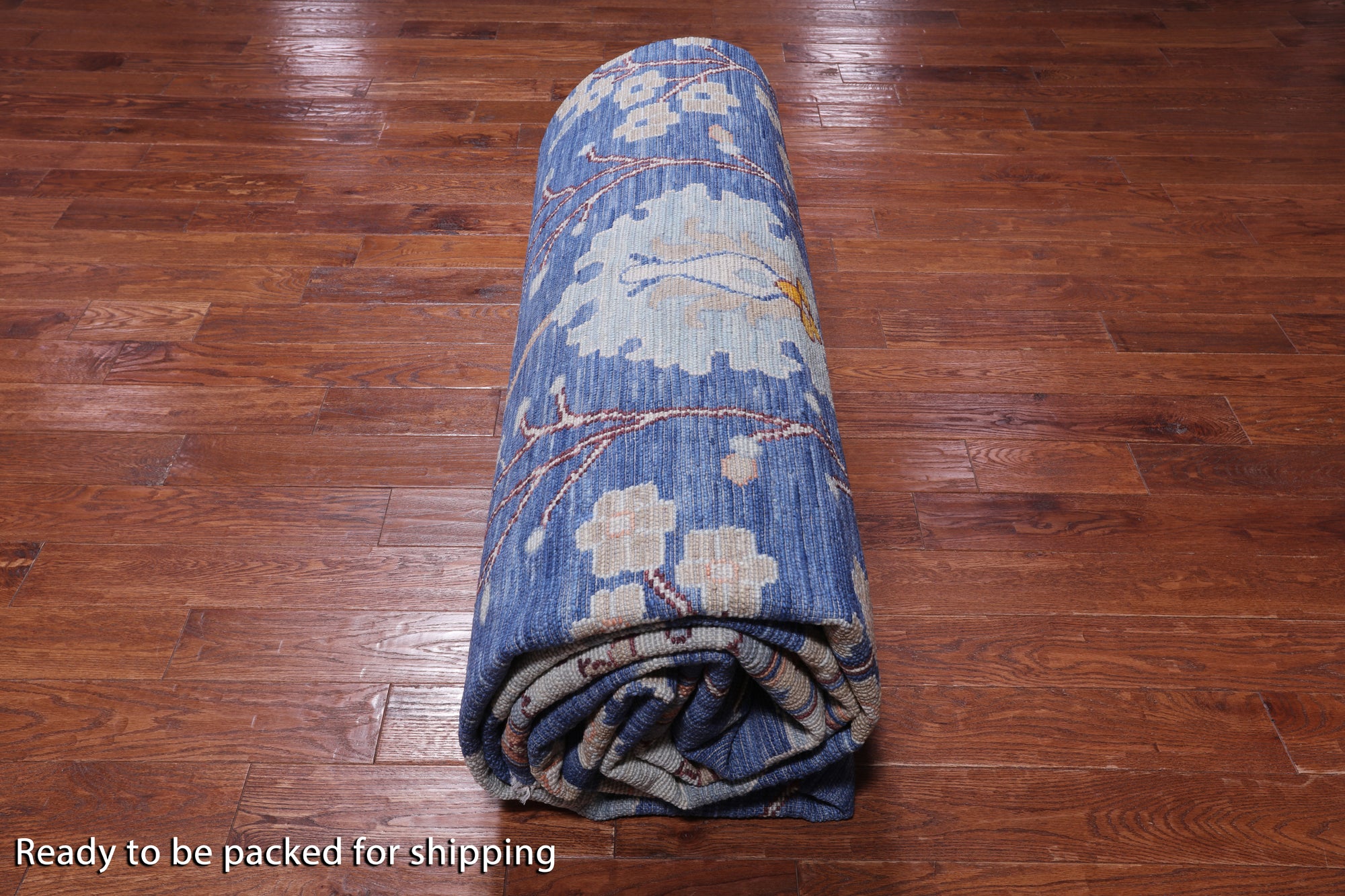 Blue Turkish Oushak Hand Knotted Wool Rug - 13' 4" X 17' 7"