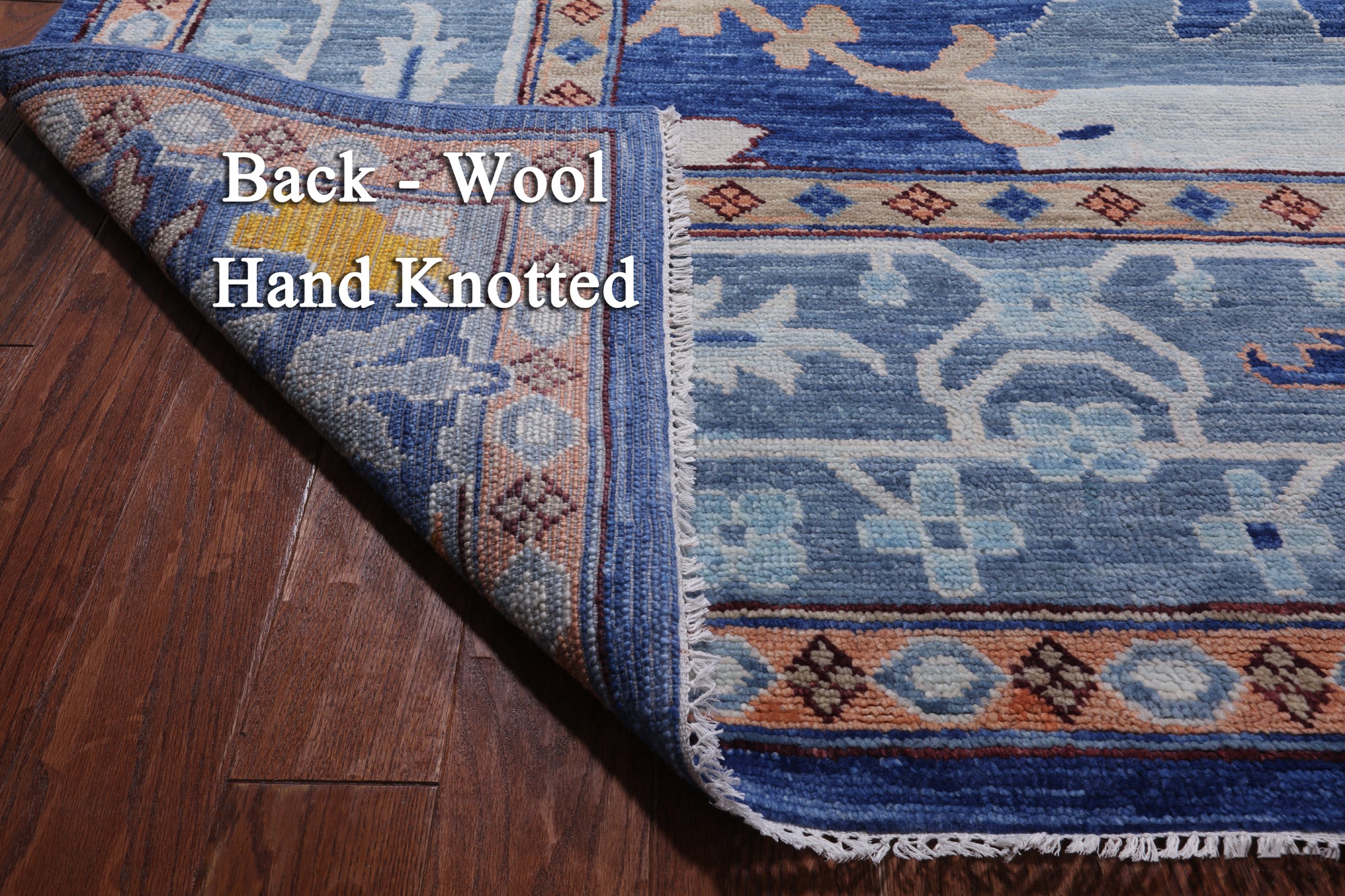 Blue Turkish Oushak Hand Knotted Wool Rug - 13' 4" X 17' 7"