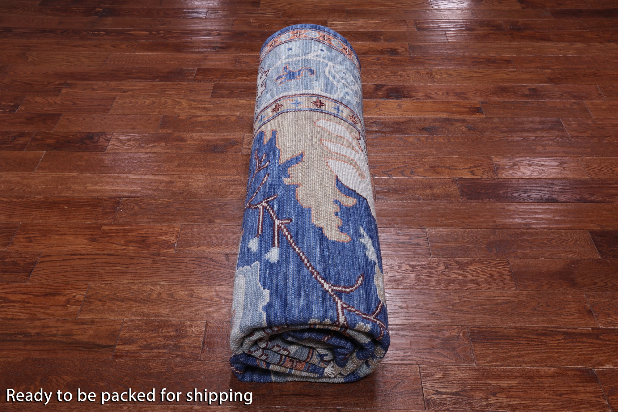 Blue Square Turkish Oushak Hand Knotted Wool Rug - 12' 2" X 12' 2"