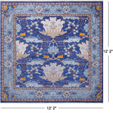 Blue Square Turkish Oushak Hand Knotted Wool Rug - 12' 2" X 12' 2"