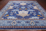 Blue Square Turkish Oushak Hand Knotted Wool Rug - 12' 2" X 12' 2"