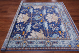 Blue Square Turkish Oushak Hand Knotted Wool Rug - 7' 1" X 7' 1"