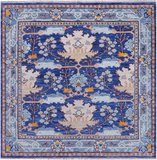 Blue Square Turkish Oushak Hand Knotted Wool Rug - 7' 1" X 7' 1"
