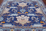 Blue Square Turkish Oushak Hand Knotted Wool Rug - 7' 1" X 7' 1"